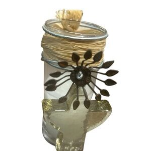 Jan Barboglio Glass Jar with Metal Sunflower and Star